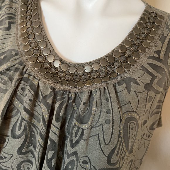 Dress Barn Olive Green Front Layered Sleeveless Top - Size XL - Picture 2 of 8